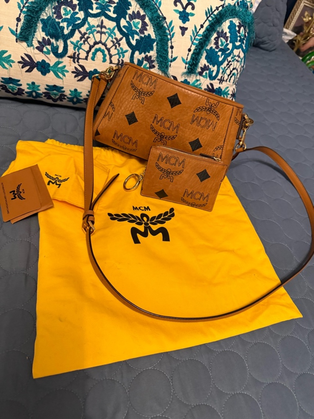 MCM Cognac Visetos Monogram Crossbody with Coin Pouch